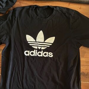 Adidas Black Tee with White Trefoil Logo